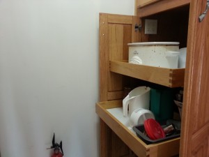 pantry with slide-out and electrical in cabinet